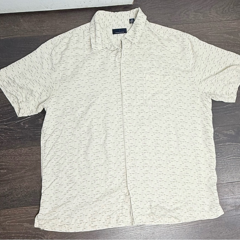 Casual Cream Button Down Shirt with Subtle Print